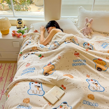 鑫喜莱家纺 2024新款牛奶绒羊羔绒盖毯毛毯毯子午睡毯 派对