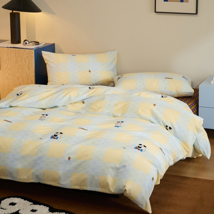 91家纺网 家纺一手货源 找家纺 怡家居 2024新款全棉磨毛印花四件套 萌星