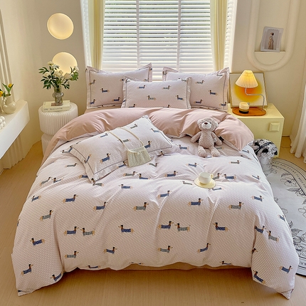 威布斯 2025新款加厚纯棉全棉磨毛三件套四件套 绅士汪-咖