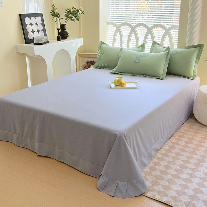 91家纺网 家纺一手货源 找家纺 威布斯 2025新款加厚纯棉全棉磨毛三件套四件套 香枫-绿