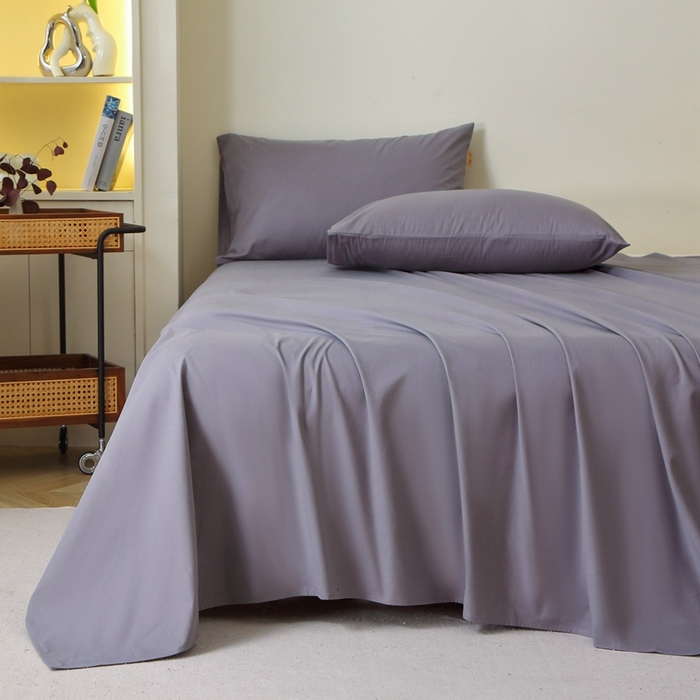 91家纺网 家纺一手货源 找家纺 晶缦家纺 2024新款全棉13376纯色喷气全棉磨毛单品床单 暖芸馨-深青灰