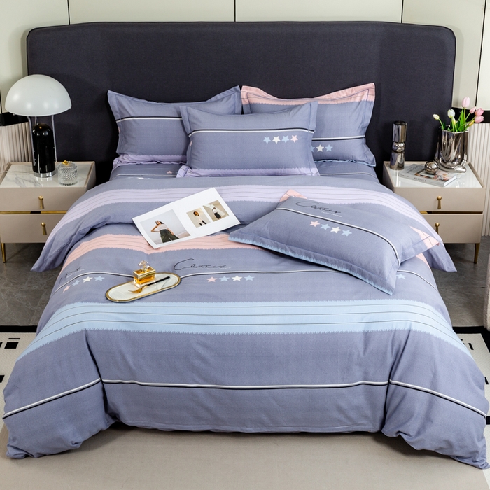 91家纺网 家纺一手货源 找家纺 威布斯 2025新款加厚纯棉全棉磨毛三件套四件套 波尔兰卡-灰