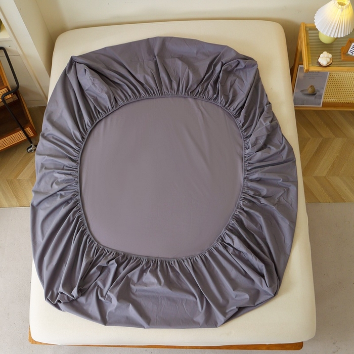 91家纺网 家纺一手货源 找家纺 晶缦家纺 2024新款全棉13376纯色喷气全棉磨毛单品床笠 暖芸馨-深青灰