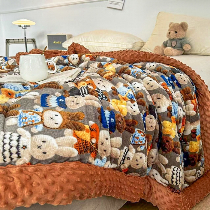 91家纺网 家纺一手货源 找家纺 宜梦家居【需要买家秀请联系老板】 2025新款婴儿牛奶豆豆双面绒春秋被子冬被芯大豆被 牛奶绒幸运兔