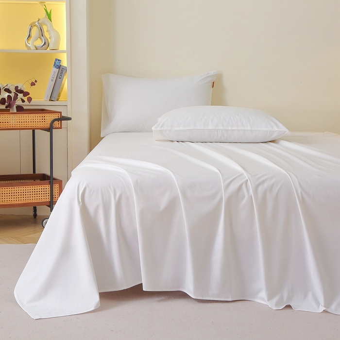 91家纺网 家纺一手货源 找家纺 晶缦家纺 2024新款全棉13376纯色喷气全棉磨毛单品床单 暖芸馨-本白色