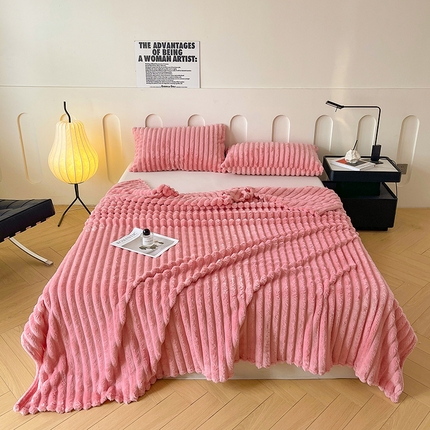 寐居家纺 2024新款泡泡兔毛绒午睡毯毛毯盖毯 西瓜红