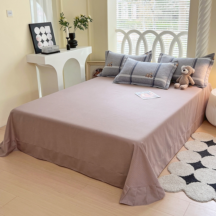 91家纺网 家纺一手货源 找家纺 威布斯 2025新款加厚纯棉全棉磨毛三件套四件套 绅士熊-灰