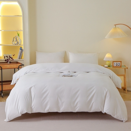 晶缦家纺 2024新款全棉13376纯色喷气全棉磨毛单品被套 暖芸馨-本白色