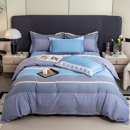 91家纺网 家纺一手货源 找家纺 威布斯 2025新款加厚纯棉全棉磨毛三件套四件套 北欧风情-灰