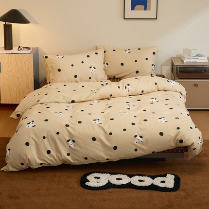 怡家居 2024新款全棉磨毛印花四件套 斑点狗