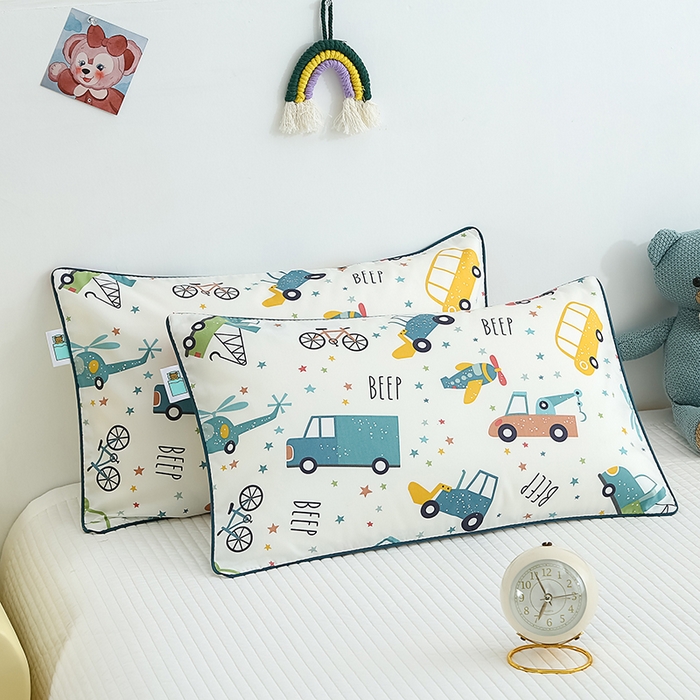 91家纺网 家纺一手货源 找家纺 2024新款A类60支印花儿童枕头套 汽车王国