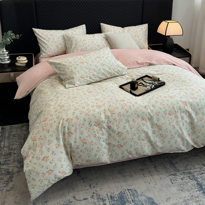 91家纺网 家纺一手货源 找家纺 怡家居 2024新款全棉磨毛印花四件套 美伊