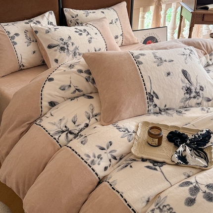 91家纺网 家纺一手货源 找家纺 （总）2024新款印花牛奶绒四件套韩版-朝花夕拾系列