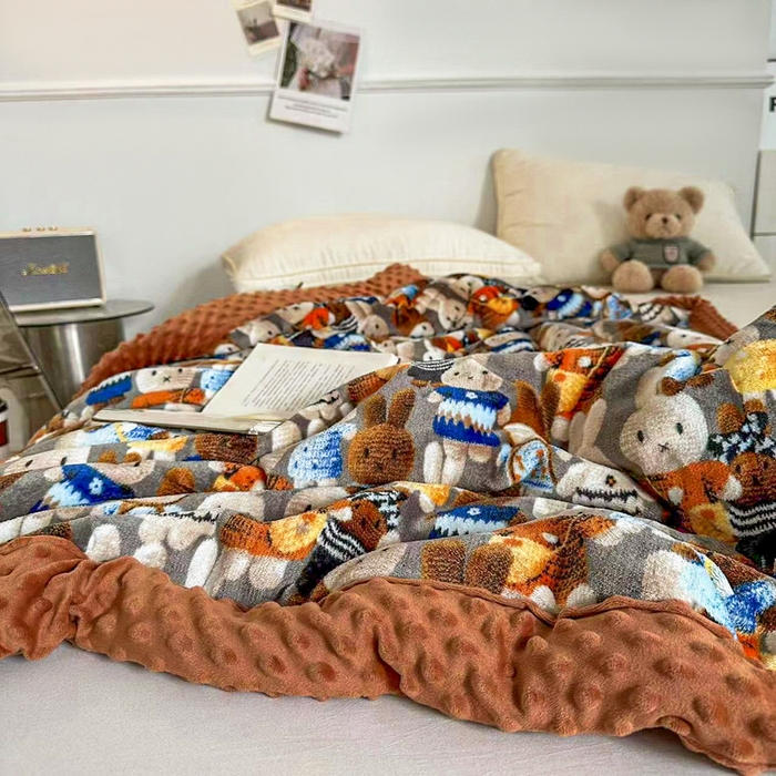 91家纺网 家纺一手货源 找家纺 宜梦家居【需要买家秀请联系老板】 2025新款婴儿牛奶豆豆双面绒春秋被子冬被芯大豆被 牛奶绒幸运兔