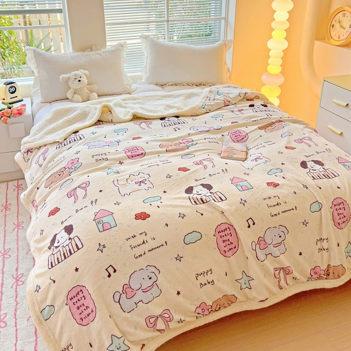 91家纺网 家纺一手货源 找家纺 鑫喜莱家纺 2024新款牛奶绒羊羔绒盖毯毛毯毯子午睡毯 宠物日记