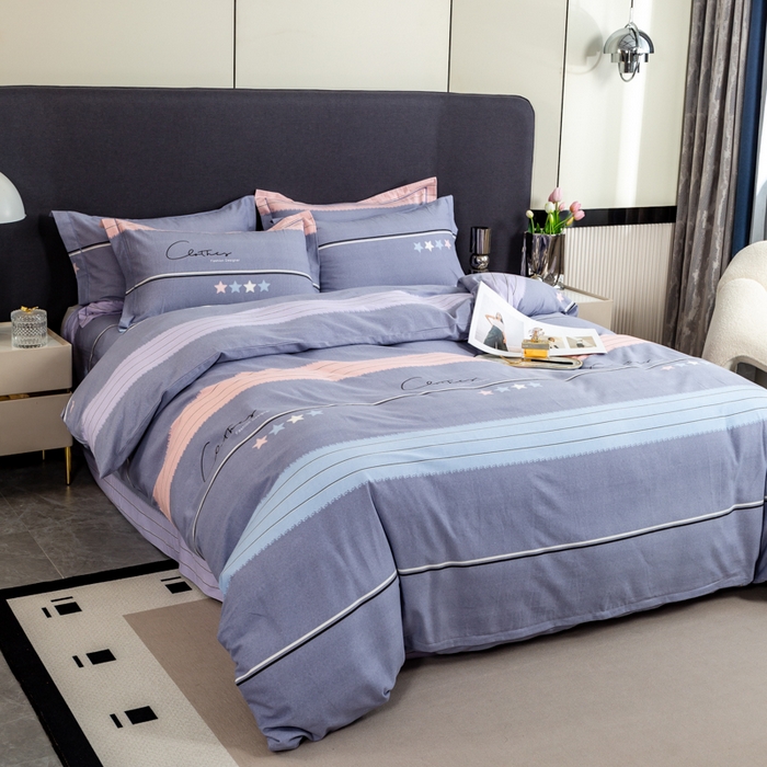 91家纺网 家纺一手货源 找家纺 威布斯 2025新款加厚纯棉全棉磨毛三件套四件套 波尔兰卡-灰