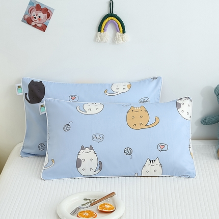 91家纺网 家纺一手货源 找家纺 2024新款A类60支印花儿童枕头套 招财猫