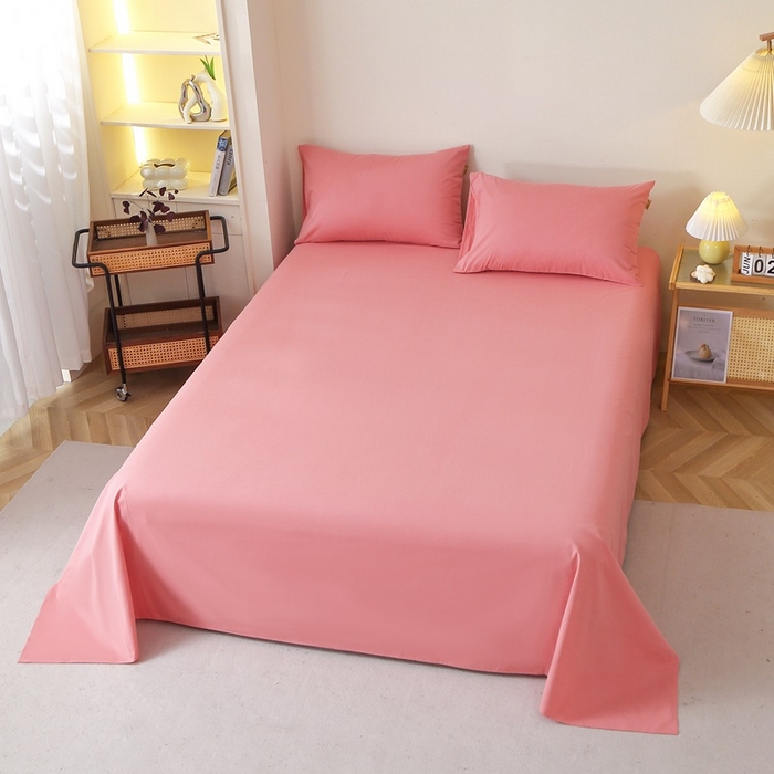 91家纺网 家纺一手货源 找家纺 晶缦家纺 2024新款全棉13376纯色喷气全棉磨毛单品床单 暖芸馨-蕊红玉