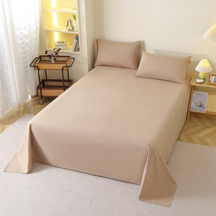 91家纺网 家纺一手货源 找家纺 晶缦家纺 2024新款全棉13376纯色喷气全棉磨毛单品床单 暖芸馨-鹿角棕