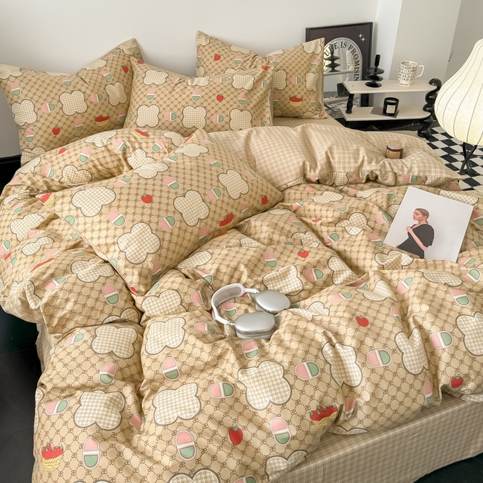 91家纺网 家纺一手货源 找家纺 呗旺鹿 2024新款全棉印花休闲风四件套 保罗