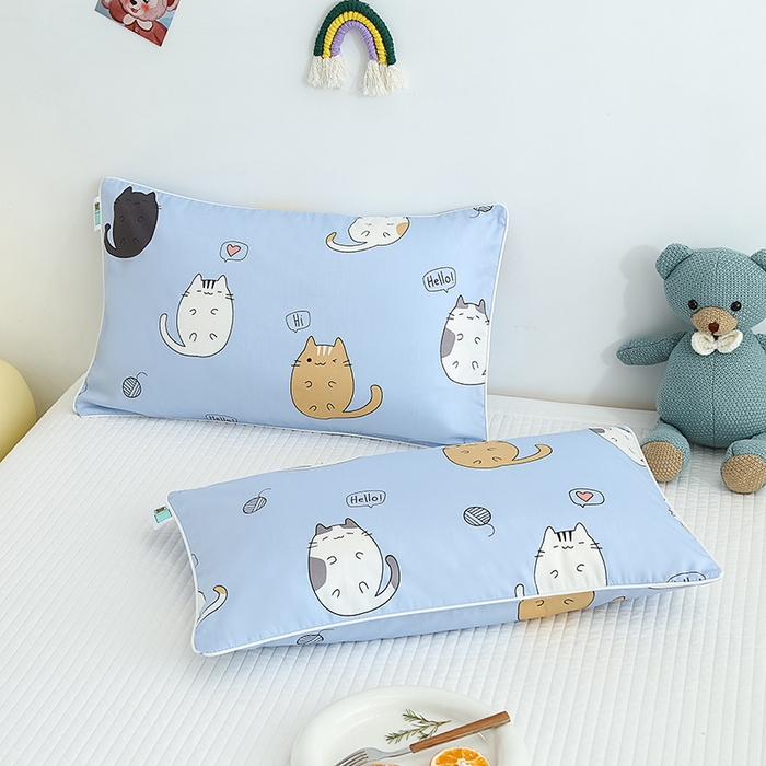 91家纺网 家纺一手货源 找家纺 2024新款A类60支印花儿童枕头套 招财猫