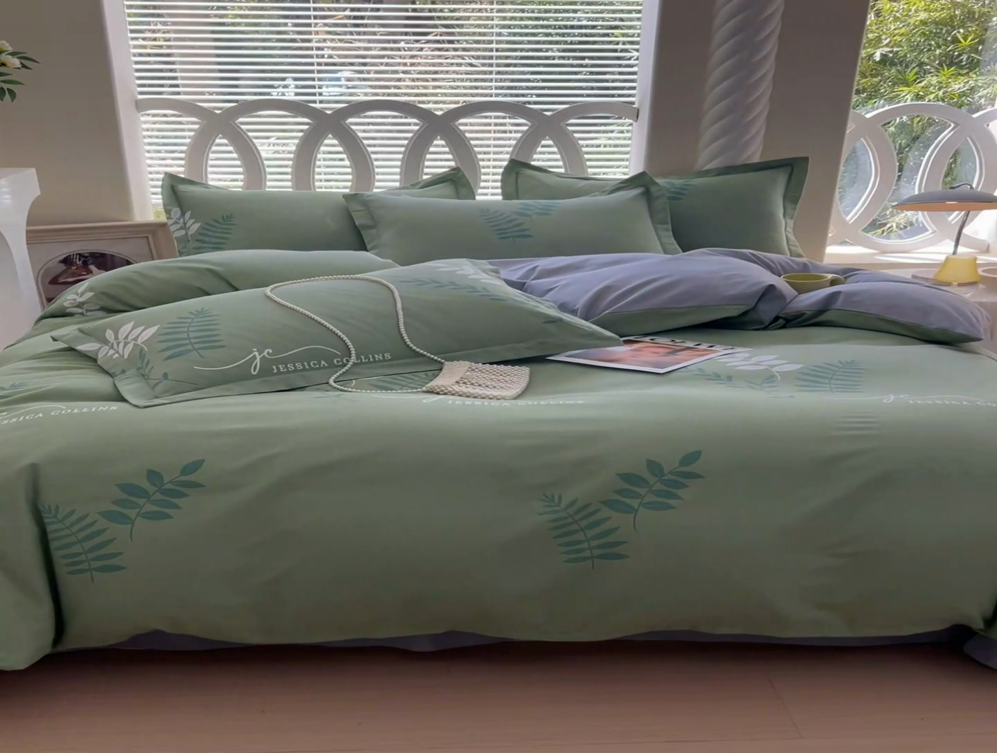 91家纺网 家纺一手货源 找家纺 威布斯 2025新款加厚纯棉全棉磨毛三件套四件套 香枫-绿