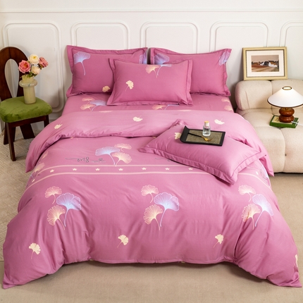 91家纺网 家纺一手货源 找家纺 威布斯 2025新款加厚纯棉全棉磨毛三件套四件套 风中倩影-豆沙