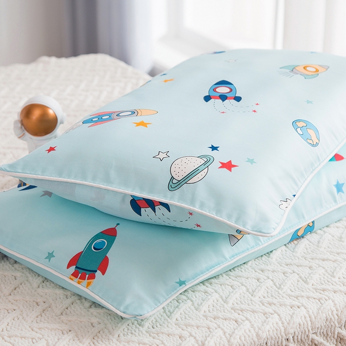 91家纺网 家纺一手货源 找家纺 2024新款A类60支印花儿童枕头套 火箭