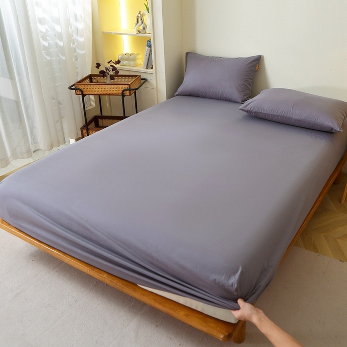 91家纺网 家纺一手货源 找家纺 晶缦家纺 2024新款全棉13376纯色喷气全棉磨毛单品床笠 暖芸馨-深青灰