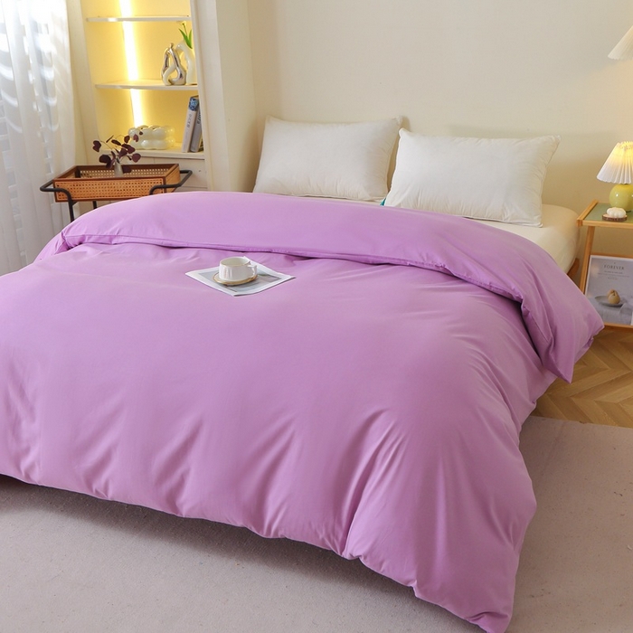 91家纺网 家纺一手货源 找家纺 晶缦家纺 2024新款全棉13376纯色喷气全棉磨毛单品被套 暖芸馨-雾紫色