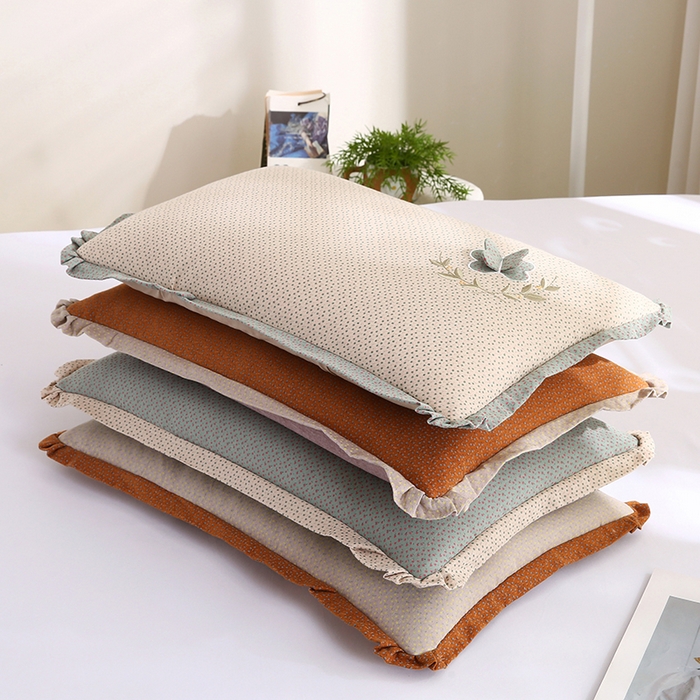 91家纺网 家纺一手货源 找家纺 （总）蔻眠 2024新款蝶梦-全棉立体刺绣甜荞麦护颈枕芯学生成人枕头