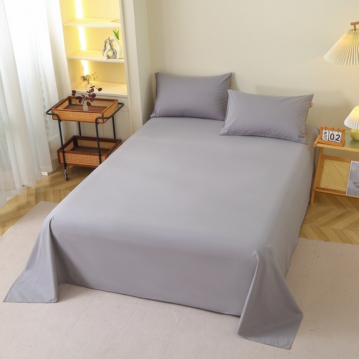 91家纺网 家纺一手货源 找家纺 晶缦家纺 2024新款全棉13376纯色喷气全棉磨毛单品床单 暖芸馨-浅青灰