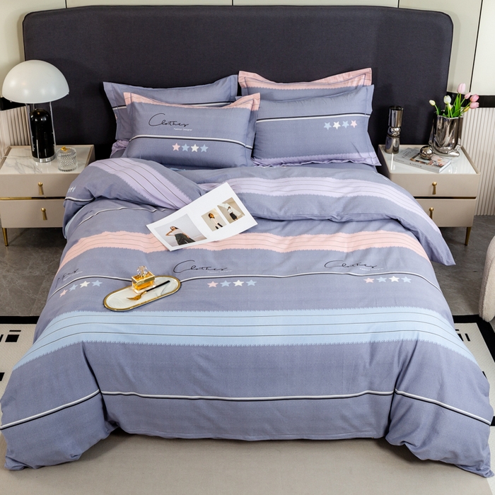 91家纺网 家纺一手货源 找家纺 威布斯 2025新款加厚纯棉全棉磨毛三件套四件套 波尔兰卡-灰