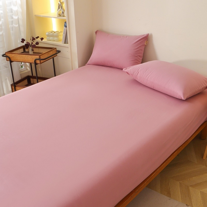 91家纺网 家纺一手货源 找家纺 晶缦家纺 2024新款全棉13376纯色喷气全棉磨毛单品床笠 暖芸馨-山黎豆红