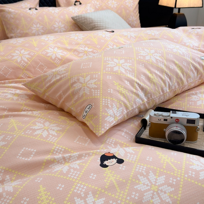 91家纺网 家纺一手货源 找家纺 怡家居 2024新款全棉磨毛印花四件套 南浔