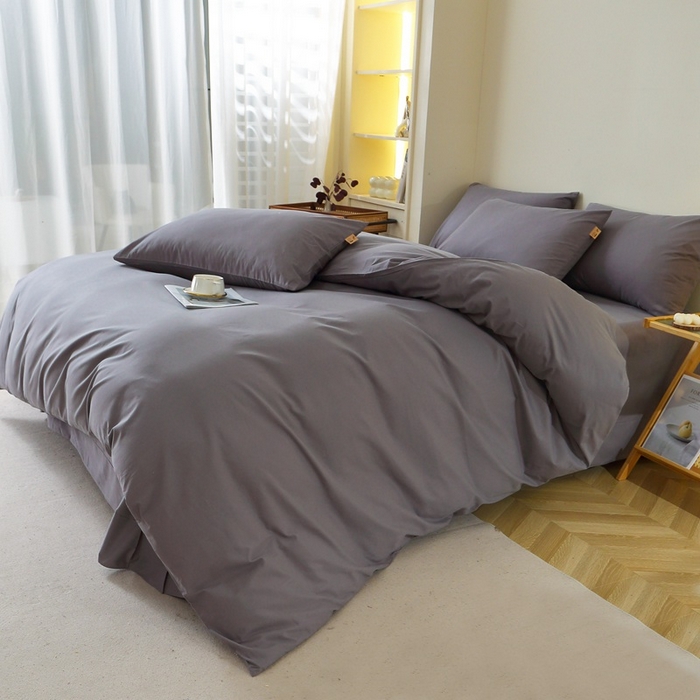 91家纺网 家纺一手货源 找家纺 晶缦家纺 2024新款全棉13376纯色喷气全棉磨毛四件套 暖芸馨-深青灰