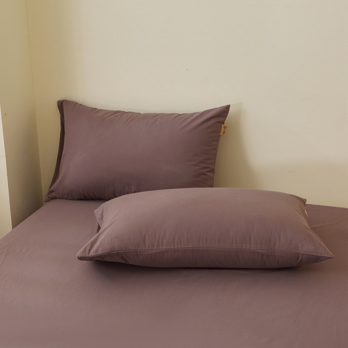 91家纺网 家纺一手货源 找家纺 晶缦家纺 2024新款全棉13376纯色喷气全棉磨毛单品枕套 暖芸馨-深松棕