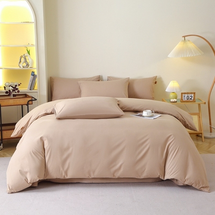 91家纺网 家纺一手货源 找家纺 （总）2025新款100%棉13376纯色喷气全棉磨毛四件套素色保暖加厚纯棉床单款床笠款学生宿舍三件套