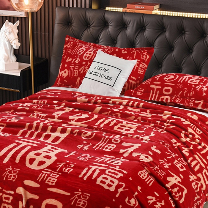 91家纺网 家纺一手货源 找家纺 好艺佳毛毯 2025新款升级多功能3D数码印花毛毯 被套两用拉舍尔云毯 福星高照