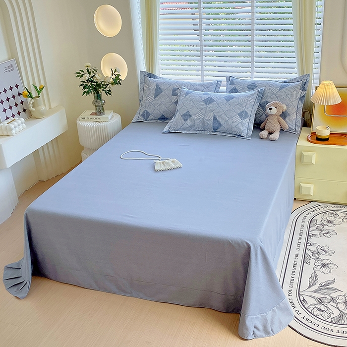 91家纺网 家纺一手货源 找家纺 威布斯 2025新款加厚纯棉全棉磨毛三件套四件套 街角咖啡-蓝