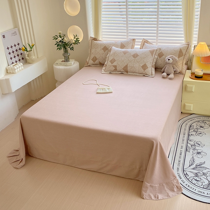 91家纺网 家纺一手货源 找家纺 威布斯 2025新款加厚纯棉全棉磨毛三件套四件套 街角咖啡-棕