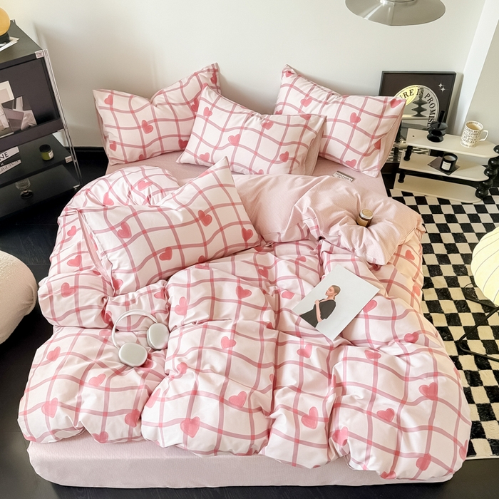 91家纺网 家纺一手货源 找家纺 呗旺鹿 2024新款全棉印花休闲风四件套 心语