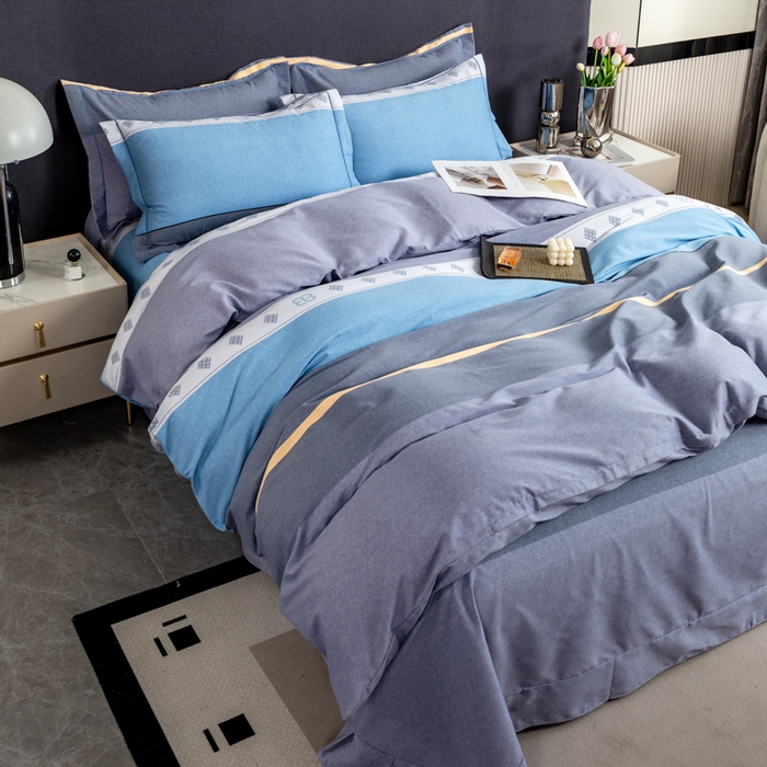 91家纺网 家纺一手货源 找家纺 威布斯 2025新款加厚纯棉全棉磨毛三件套四件套 北欧风情-灰