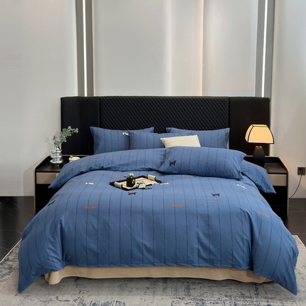 怡家居 2024新款全棉磨毛印花四件套 蓝猫