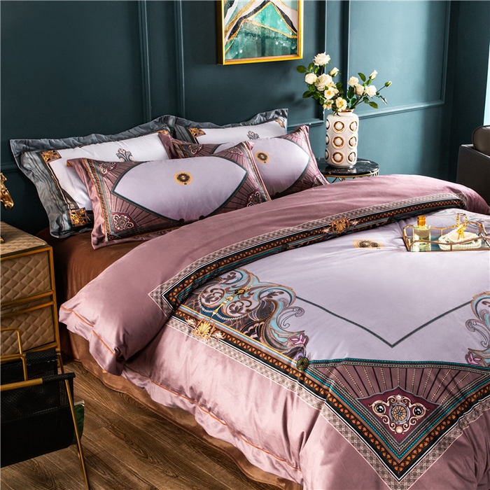 91家纺网 家纺一手货源 找家纺 梵克保罗 2024秋冬新款有氧臻棉绒数码印花9斤四件套（控价+100） 柏林-豆沙