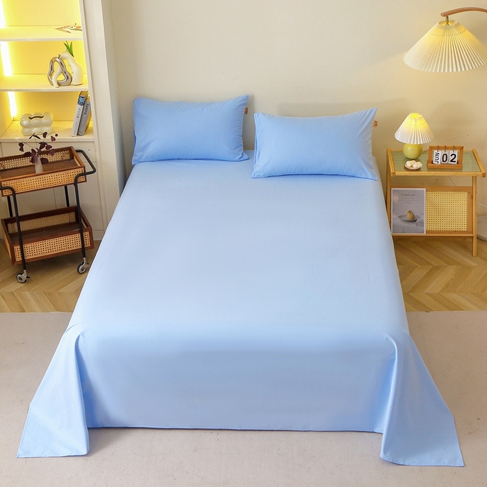 91家纺网 家纺一手货源 找家纺 晶缦家纺 2024新款全棉13376纯色喷气全棉磨毛单品床单 暖芸馨-淡天兰