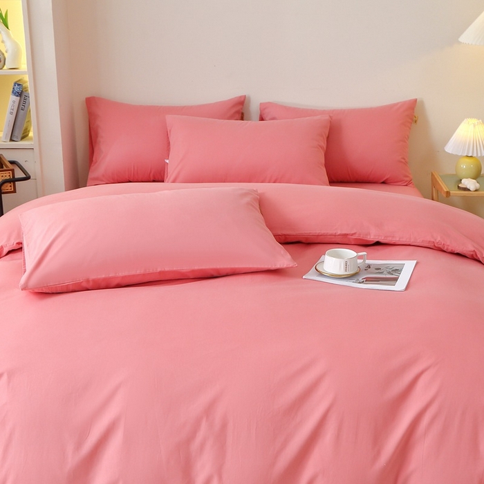 91家纺网 家纺一手货源 找家纺 晶缦家纺 2024新款全棉13376纯色喷气全棉磨毛四件套 暖芸馨-蕊红玉