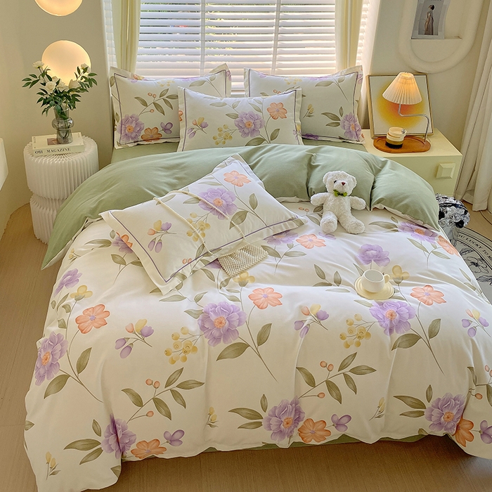 91家纺网 家纺一手货源 找家纺 威布斯 2025新款加厚纯棉全棉磨毛三件套四件套 秋天童话-黄