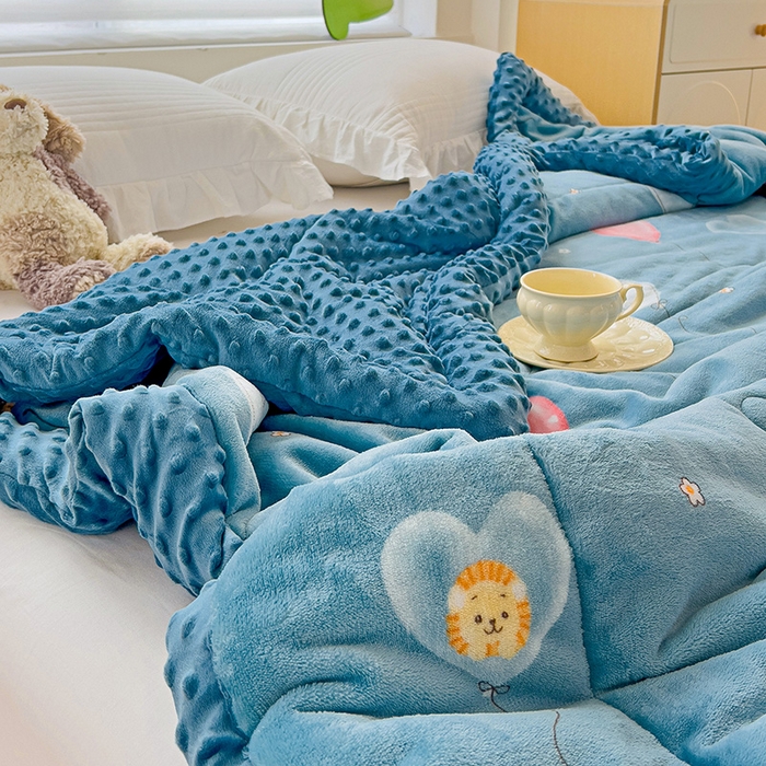 91家纺网 家纺一手货源 找家纺 宜梦家居【需要买家秀请联系老板】 2025新款婴儿牛奶豆豆双面绒春秋被子冬被芯大豆被 牛奶绒鲁尔曼