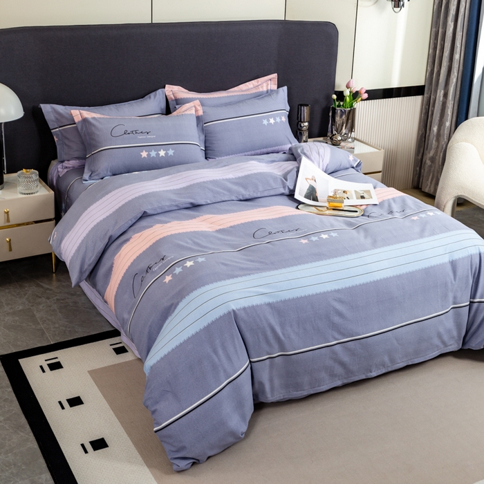 91家纺网 家纺一手货源 找家纺 威布斯 2025新款加厚纯棉全棉磨毛三件套四件套 波尔兰卡-灰